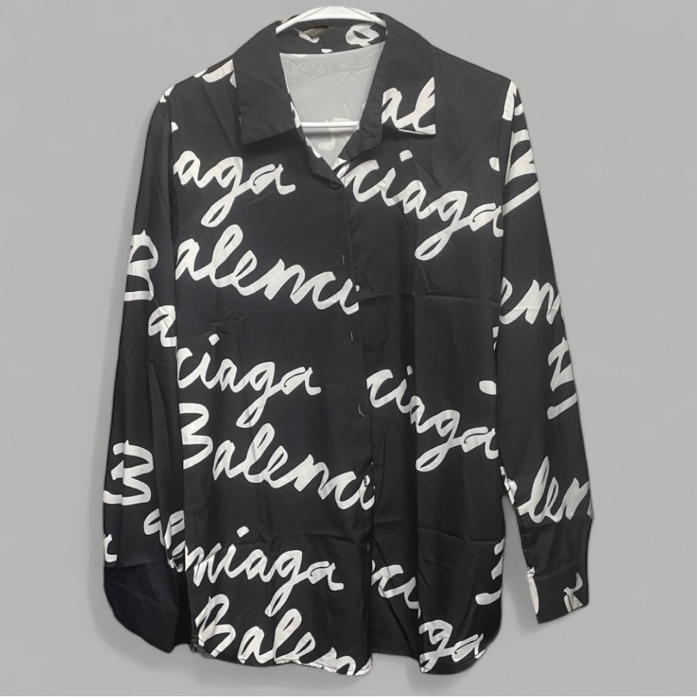 Balenciaga Monochrome Script Blouse